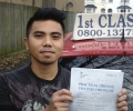 Edward with Driving test pass certificate